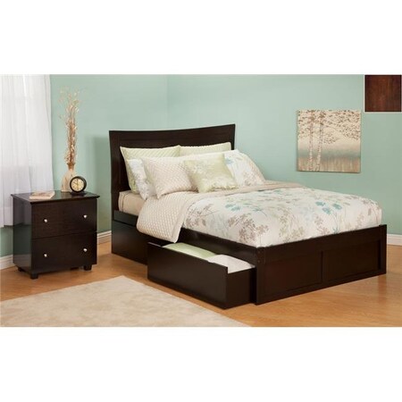 Atlantic Furniture Atlantic Furniture AR9032114 Metro Full Bed with Flat Panel Footboard and Urban Bed Drawers in an Antique Walnut Finish AR9032114